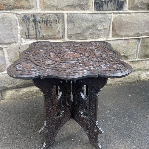 Antique Carved Anglo Indian Folding Coffee Table