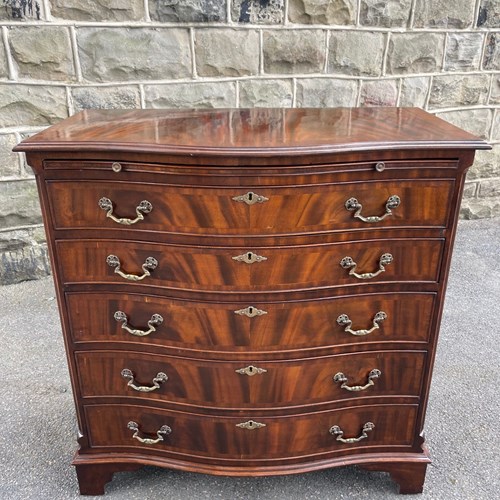 Antique Quality Mahogany Serpentine Chest Of Drawers
