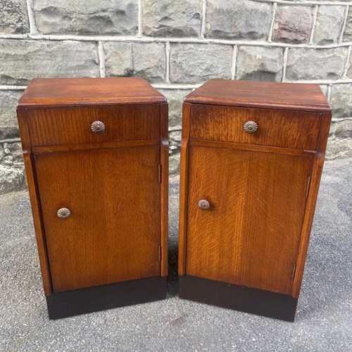 Pair Antique Oak Bedside Cabinets