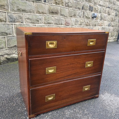 Brass Bound Mahogany Military Campaign Chest Draws