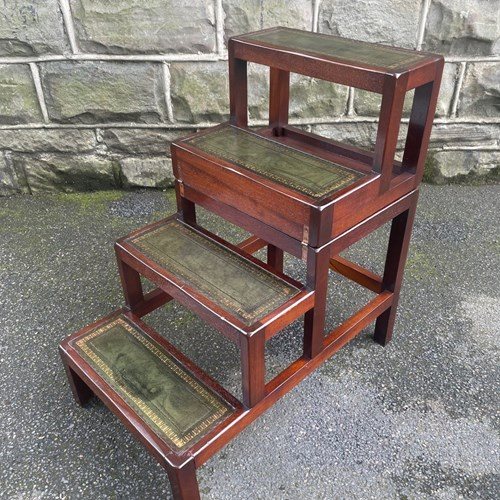 Mahogany & Leather Metamorphic Library Steps