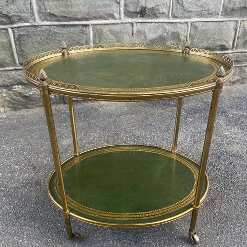 Quality Gilt  Brass & Leather Side Table