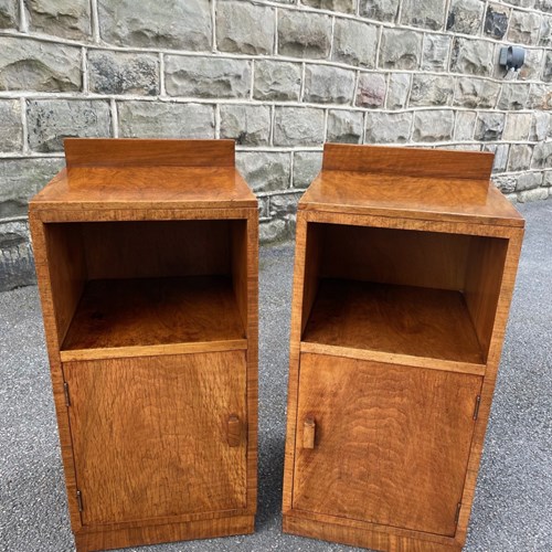 Pair Art Deco Walnut Bedside Cabinets Bedside Tables