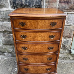 Antique Slim Burr Walnut Chest Of D...