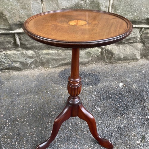 Antique Inlaid Mahogany Tripod Wine Table Coffee Table