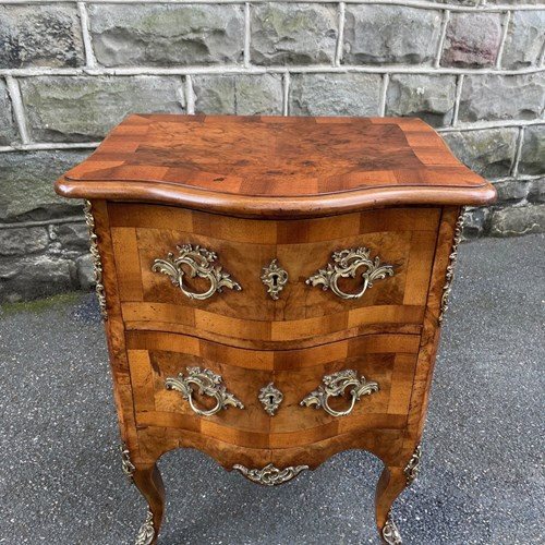 Antique Serpentine Burr Walnut Chest Of Drawers