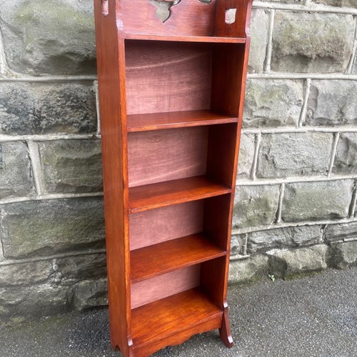 Arts & Crafts Slim Oak Open Bookcase Bookshelf