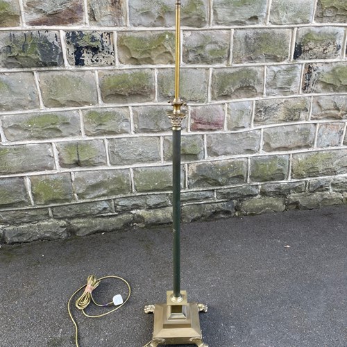 Antique Brass Corinthian Column Rise & Fall Floor Lamp