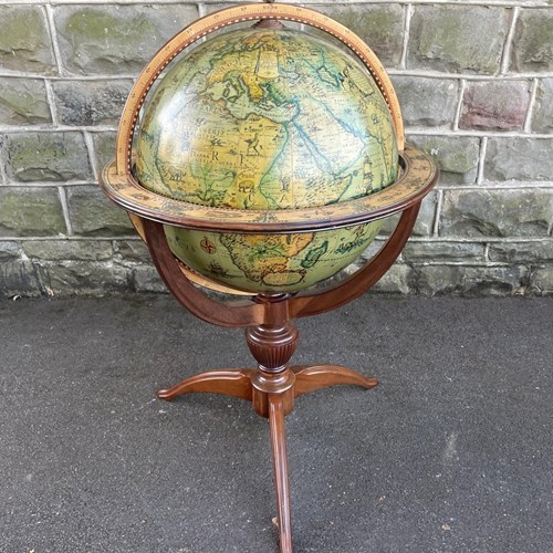 Walnut Terrestrial Library Globe On Stand