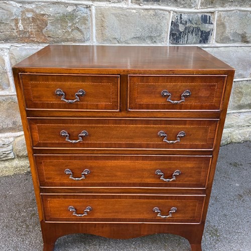 Quality Small Inlaid Mahogany Chest Of Drawers