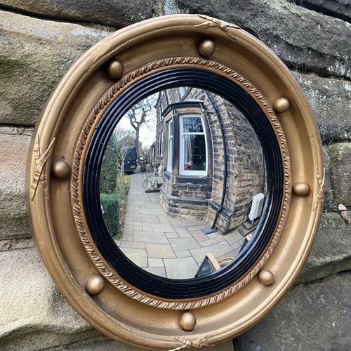 Antique Gilt Convex Wall Mirror Porthole Mirror