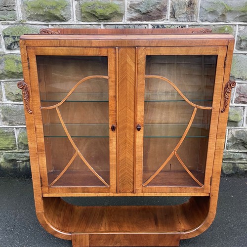 Art Deco Walnut Display Cabinet