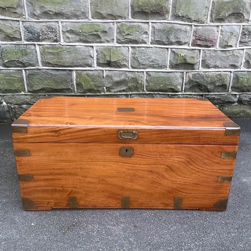 Antique Brass Bound Camphor Trunk Blanket Box