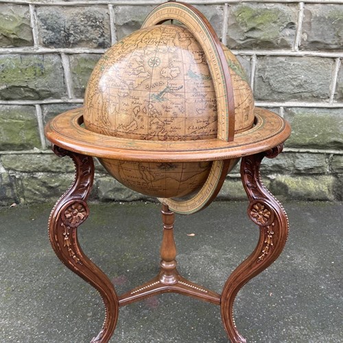 Walnut Terrestrial Library Globe On Stand