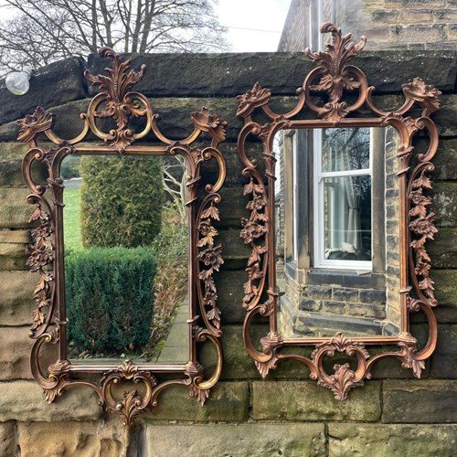 Pair Ornate Geo III Gilt Wall Mirrors