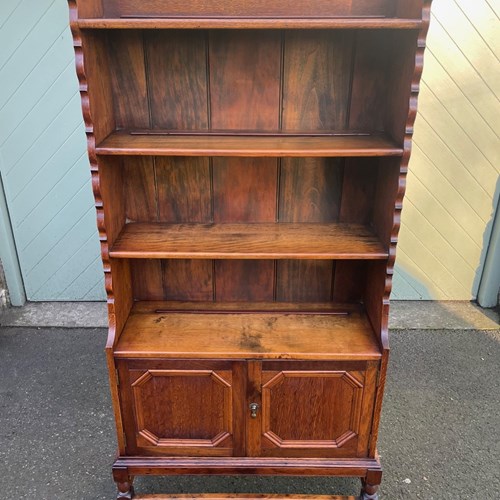 Antique Oak Waterfall Open Bookcase