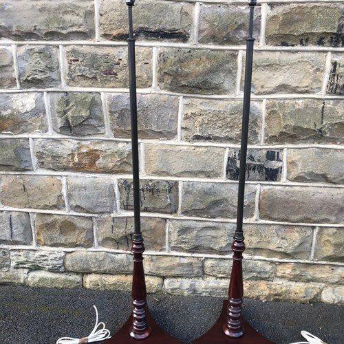 Pair Antique Mahogany Floor Lamps