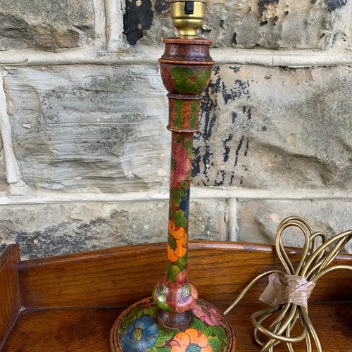 Antique Floral Poker Point Table Lamp