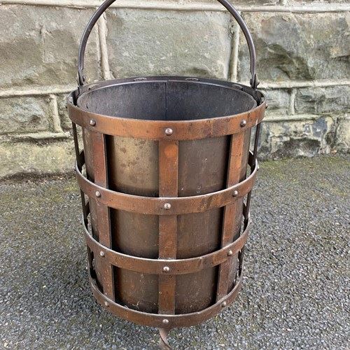 Antique Copper Rivet Coal Log Bucket