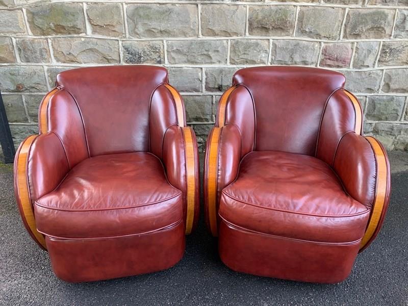 Pair Art Deco Walnut & Leather Cloud Club Chairs-town-house-traders-thumbnail-img-2866-main-638316223205752844.jpg