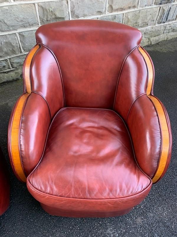 Pair Art Deco Walnut & Leather Cloud Club Chairs-town-house-traders-thumbnail-img-2875-main-638316223595785138.jpg