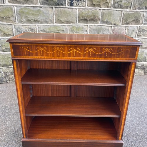 Quality Inlaid Mahogany Open Bookcase
