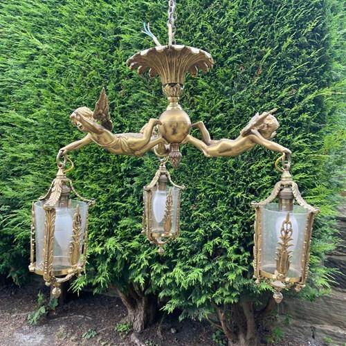 Antique Gilt Cherub Ceiling Light