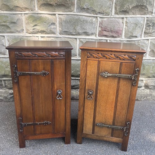 Pair Antique Oak Bedside Cabinets