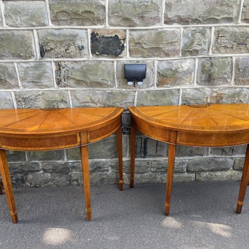 Pair Of Inlaid Satin Wood Console Tables Side Tables