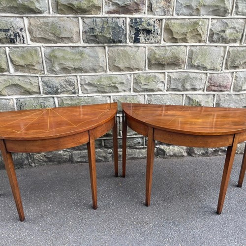 Pair Geo III Inlaid Mahogany Console Tables Side Tables