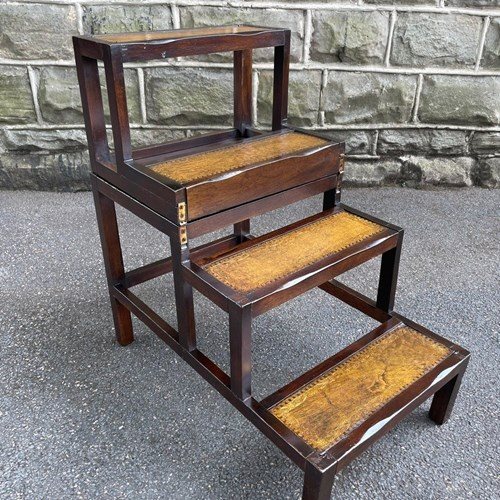 Mahogany & Leather Metamorphic Library Steps