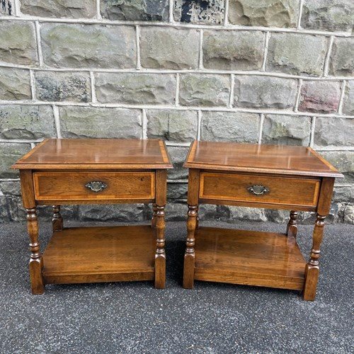 Pair Quality Oak Single Draw Bedside Tables