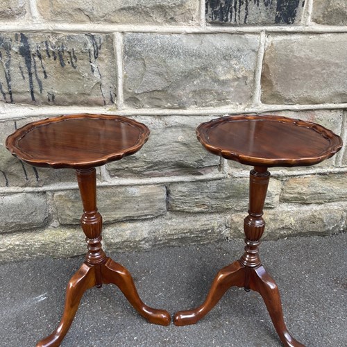 Pair Antique Walnut Tripod Wine Tables