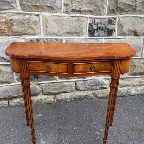 Quality Burr Walnut 2 Draw Console Table Hall Table