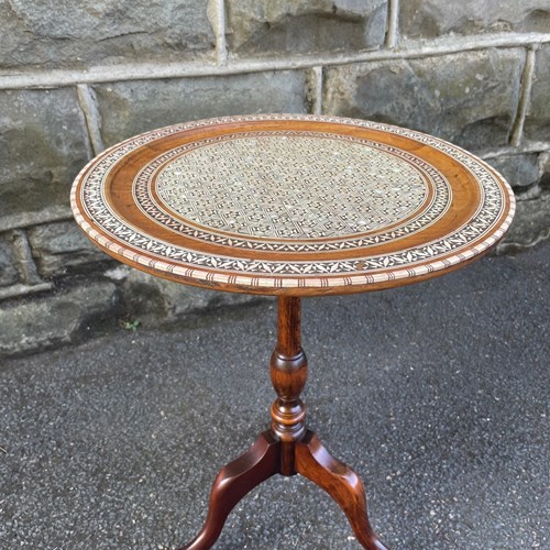 Antique Inlaid Tripod Wine Table