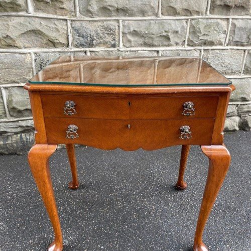 Antique Oak Cased Table Canteen Silver Plated Cutlery 12 Place Setting