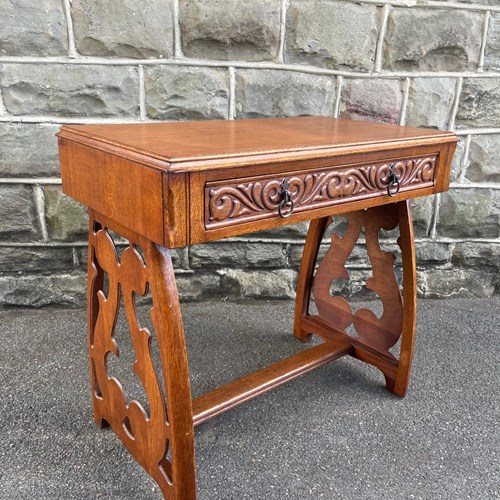 Antique Oak Single Draw Side Table
