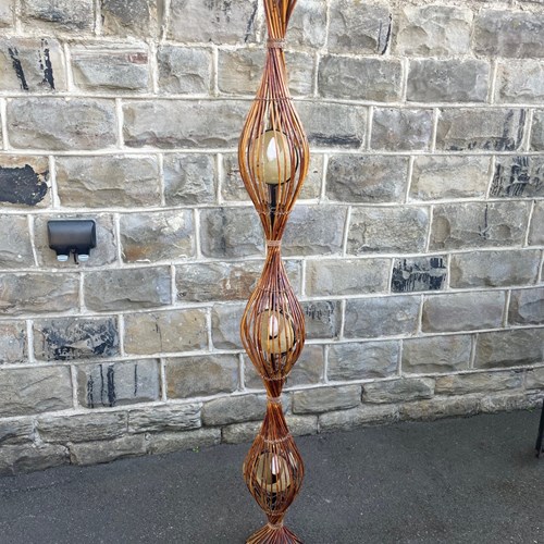 Unusual Mid Century Bamboo Floor Lamp