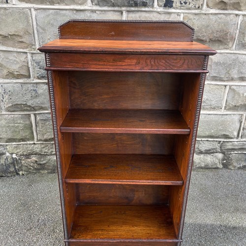 Antique Slim Oak Open Bookcase Bookshelves