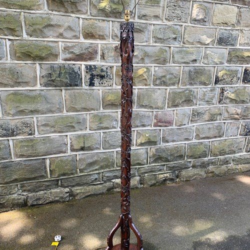Antique Oriental Chinese Carved Floor Lamp