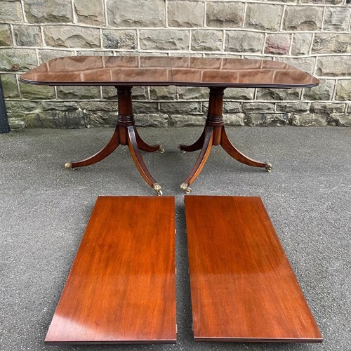 Antique Mahogany Twin Pillar 8Ft 7" Extending Dining Table