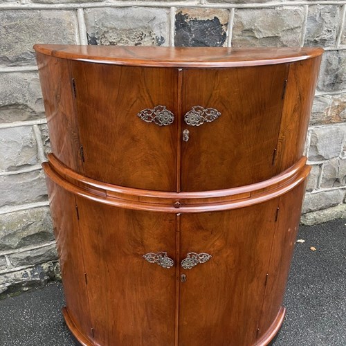 Art Deco Figured Walnut Cocktail Cabinet