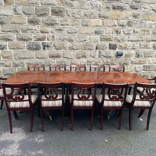 Antique Mahogany Dining Table & 12 Matching Chairs