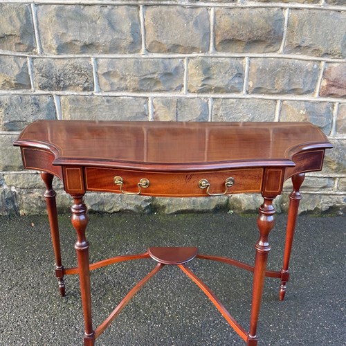 Antique Inlaid Mahogany Single Draw Console Table