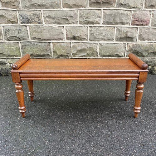 Antique Oak Hall Seat Bench
