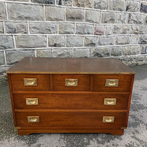 Quality Brass Bound Mahogany Military Campaign Chest Of Drawers