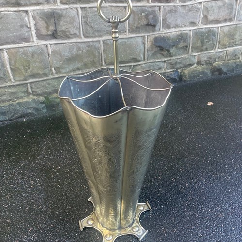 Antique Embossed Brass Umbrella Stick Stand