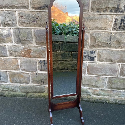 Antique Oak Cheval Dressing Mirror