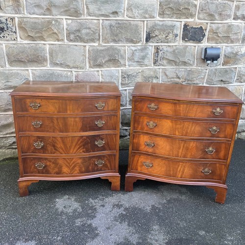 Quality Pair Walnut Serpentine Chest Drawers