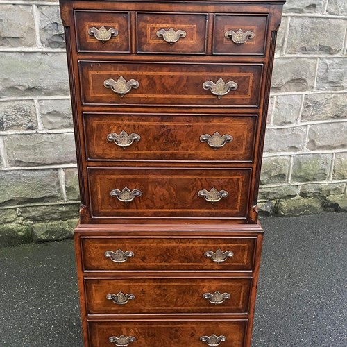 Quality Inlaid Burr Walnut Chest On Chest Tallboy